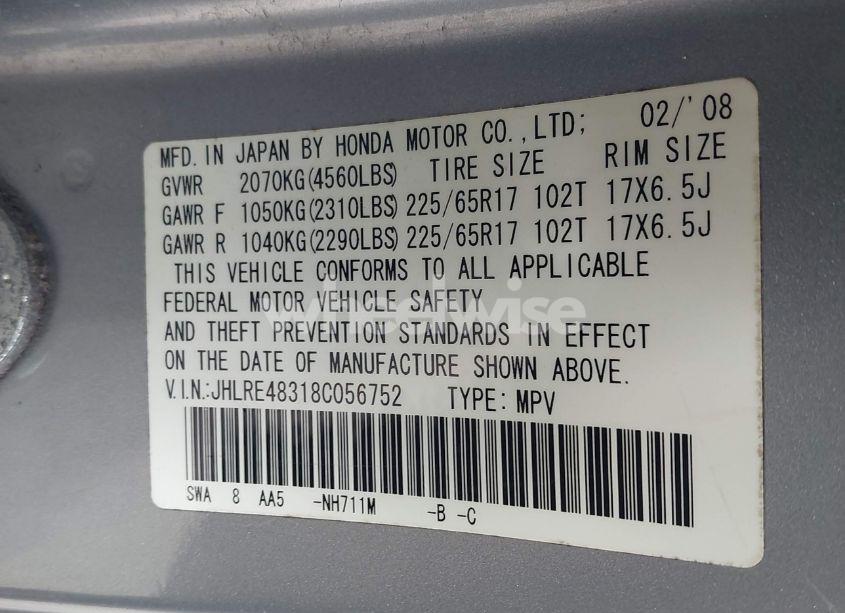 Photo 9 of 2008 Honda Cr-v LX (VIN JHLRE48318C056752)