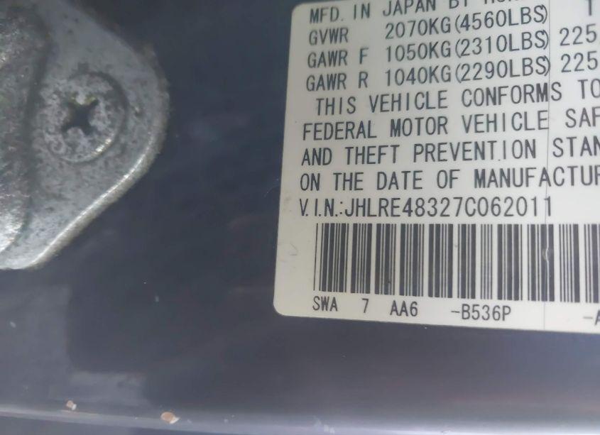 Photo 9 of 2007 Honda Cr-v LX (VIN JHLRE48327C062011)