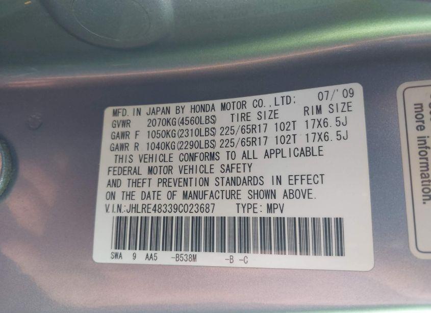 Photo 9 of 2009 Honda Cr-v LX (VIN JHLRE48339C023687)
