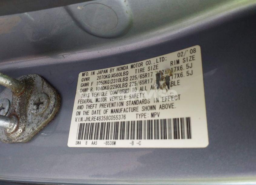 Photo 9 of 2008 Honda Cr-v LX (VIN JHLRE48358C055376)