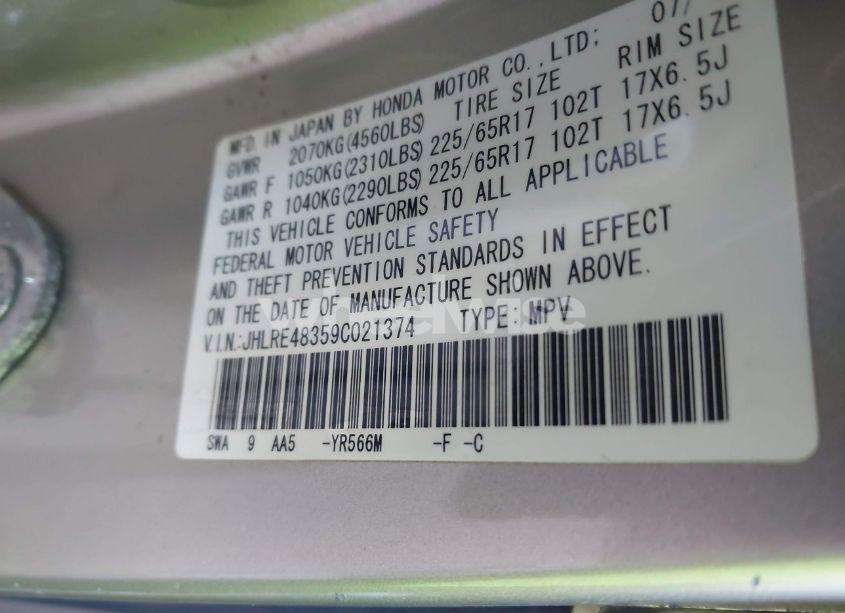 Photo 9 of 2009 Honda Cr-v LX (VIN JHLRE48359C021374)