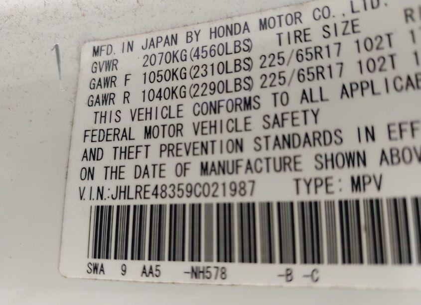 Photo 9 of 2009 Honda Cr-v LX (VIN JHLRE48359C021987)