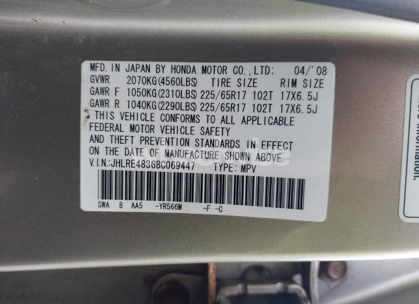 Photo 9 of 2008 Honda Cr-v LX (VIN JHLRE48368C069447)
