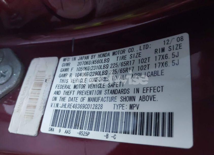 Photo 9 of 2009 Honda Cr-v LX (VIN JHLRE48369C012828)