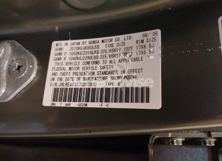 Photo 9 of 2007 Honda Cr-v LX (VIN JHLRE48377C007800)