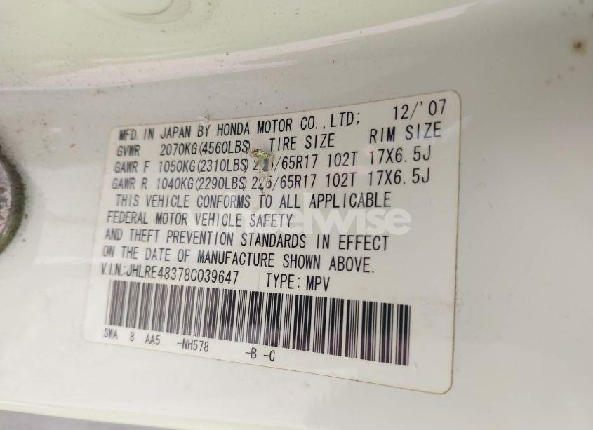 Photo 9 of 2008 Honda Cr-v LX (VIN JHLRE48378C039647)