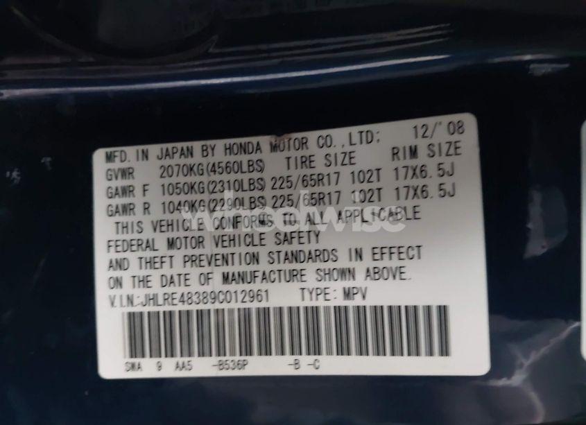 Photo 9 of 2009 Honda Cr-v LX (VIN JHLRE48389C012961)