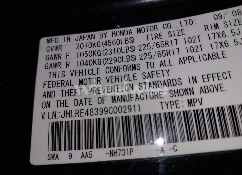 Photo 9 of 2009 Honda Cr-v LX (VIN JHLRE48399C002911)