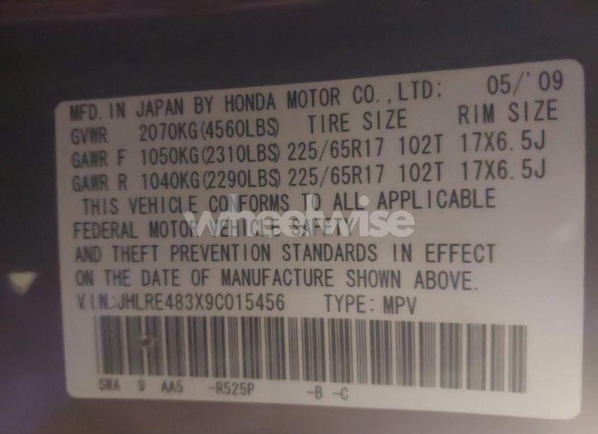 Photo 9 of 2009 Honda Cr-v LX (VIN JHLRE483X9C015456)