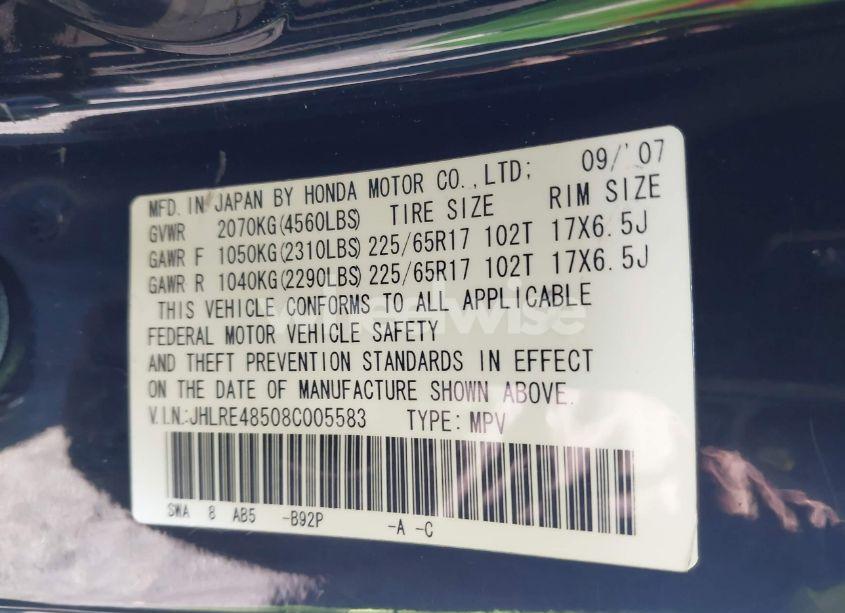 Photo 9 of 2008 Honda Cr-v EX (VIN JHLRE48508C005583)