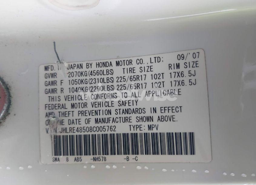 Photo 9 of 2008 Honda Cr-v EX (VIN JHLRE48508C005762)