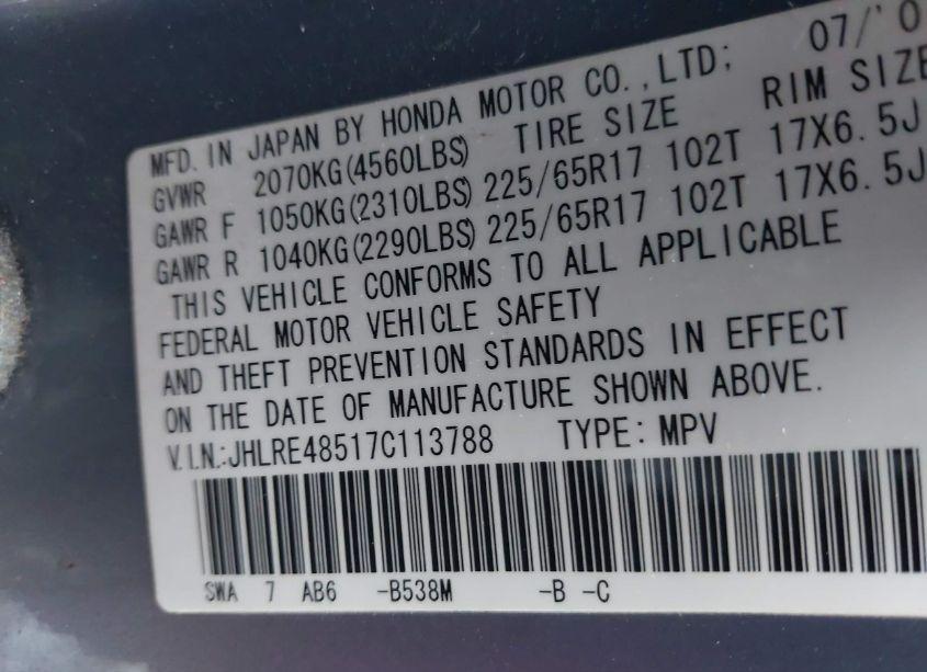 Photo 9 of 2007 Honda Cr-v EX (VIN JHLRE48517C113788)