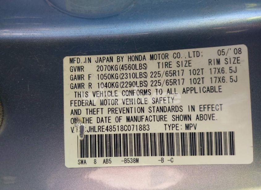 Photo 9 of 2008 Honda Cr-v EX (VIN JHLRE48518C071883)