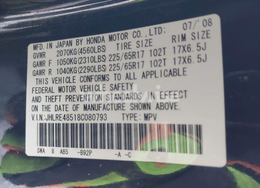 Photo 9 of 2008 Honda Cr-v EX (VIN JHLRE48518C080793)