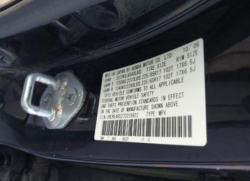 Photo 9 of 2007 Honda Cr-v EX (VIN JHLRE48527C019922)