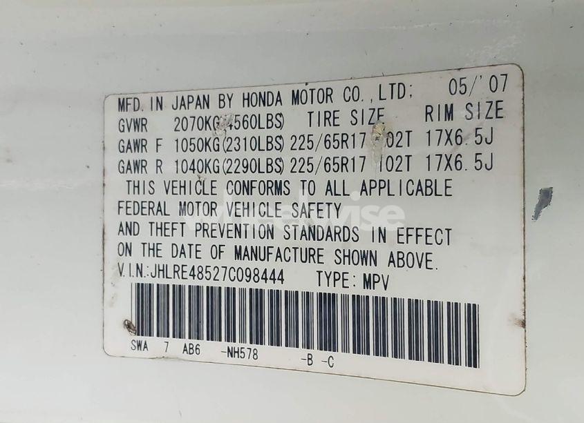 Photo 9 of 2007 Honda Cr-v EX (VIN JHLRE48527C098444)