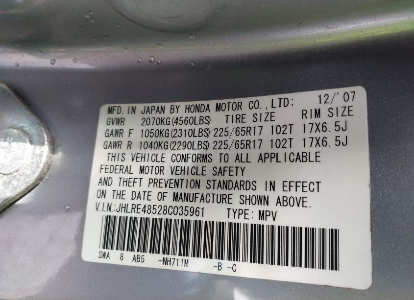 Photo 9 of 2008 Honda Cr-v EX (VIN JHLRE48528C035961)