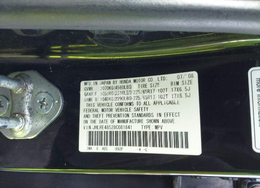 Photo 9 of 2008 Honda Cr-v EX (VIN JHLRE48528C081841)