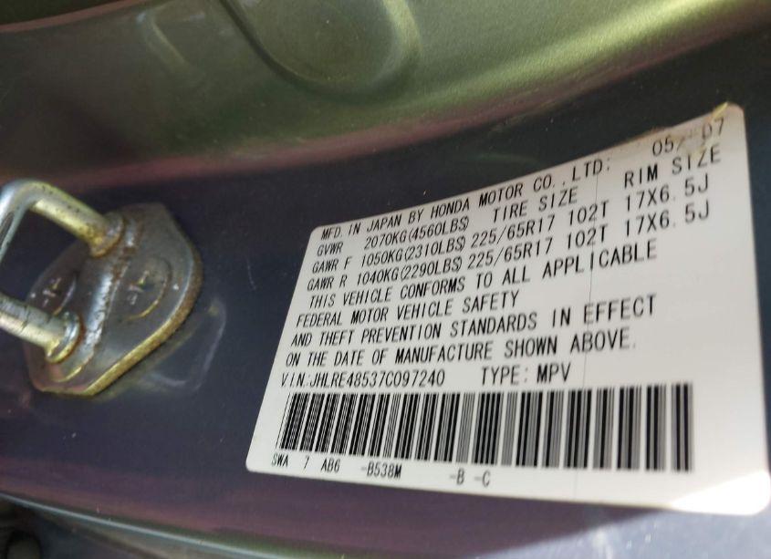 Photo 9 of 2007 Honda Cr-v EX (VIN JHLRE48537C097240)