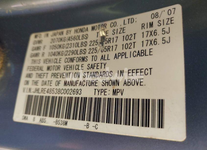 Photo 9 of 2008 Honda Cr-v EX (VIN JHLRE48538C002693)