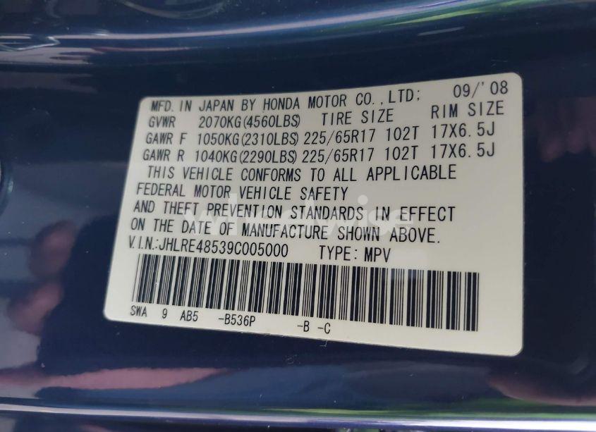 Photo 9 of 2009 Honda Cr-v EX (VIN JHLRE48539C005000)