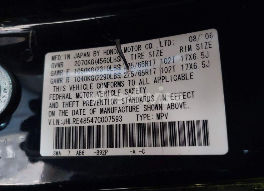 Photo 9 of 2007 Honda Cr-v EX (VIN JHLRE48547C007593)