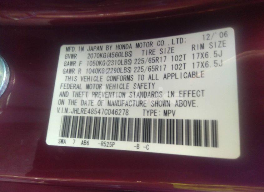 Photo 9 of 2007 Honda Cr-v EX (VIN JHLRE48547C046278)