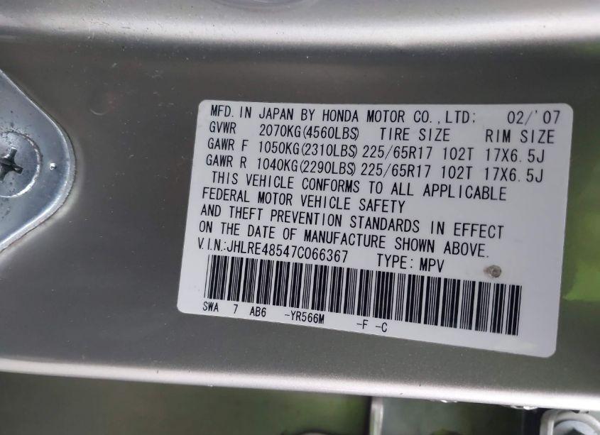 Photo 9 of 2007 Honda Cr-v EX (VIN JHLRE48547C066367)