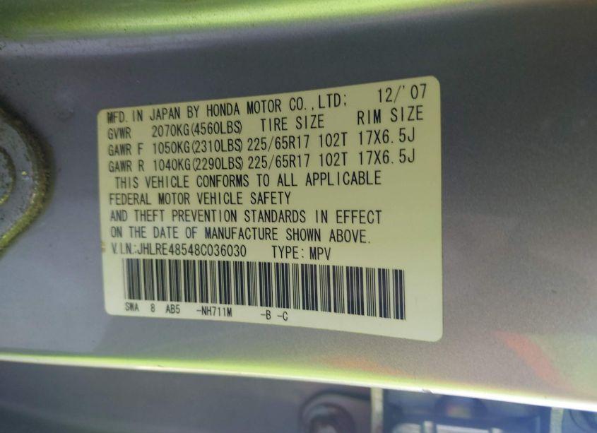Photo 9 of 2008 Honda Cr-v EX (VIN JHLRE48548C036030)