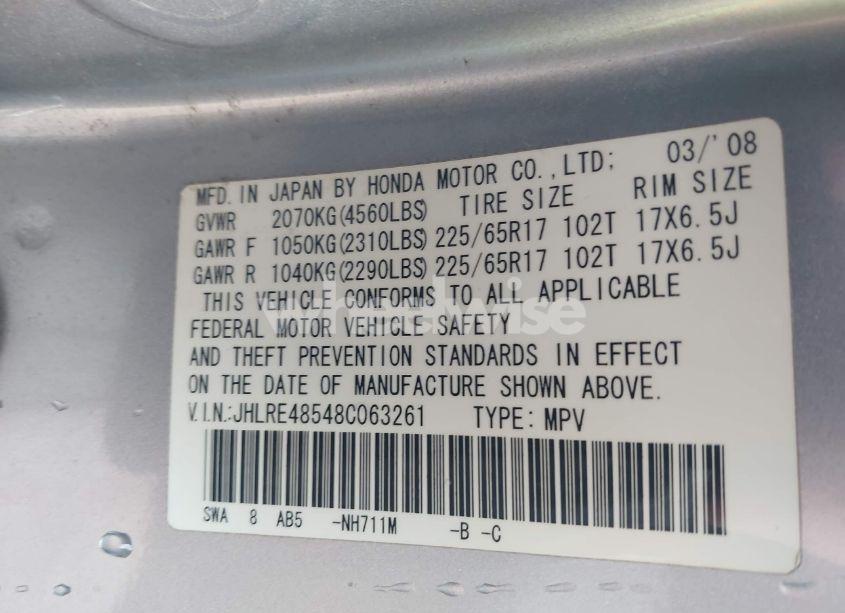 Photo 9 of 2008 Honda Cr-v EX (VIN JHLRE48548C063261)