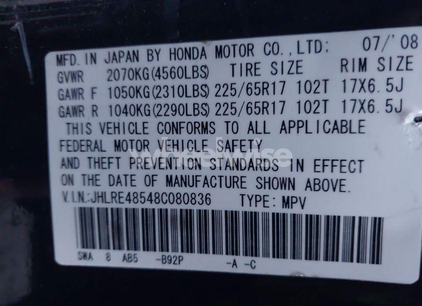 Photo 9 of 2008 Honda Cr-v EX (VIN JHLRE48548C080836)