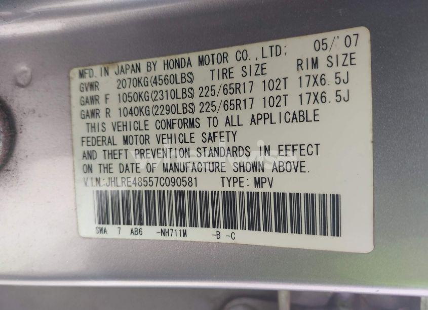 Photo 9 of 2007 Honda Cr-v EX (VIN JHLRE48557C090581)