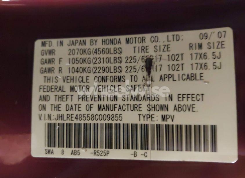 Photo 9 of 2008 Honda Cr-v EX (VIN JHLRE48558C009855)