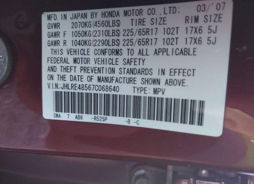 Photo 9 of 2007 Honda Cr-v EX (VIN JHLRE48567C068640)