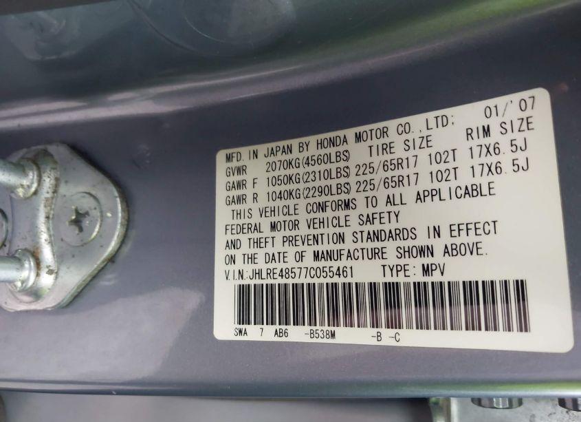 Photo 9 of 2007 Honda Cr-v EX (VIN JHLRE48577C055461)