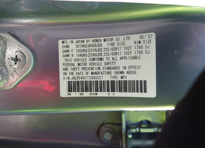 Photo 9 of 2007 Honda Cr-v EX (VIN JHLRE48577C093627)