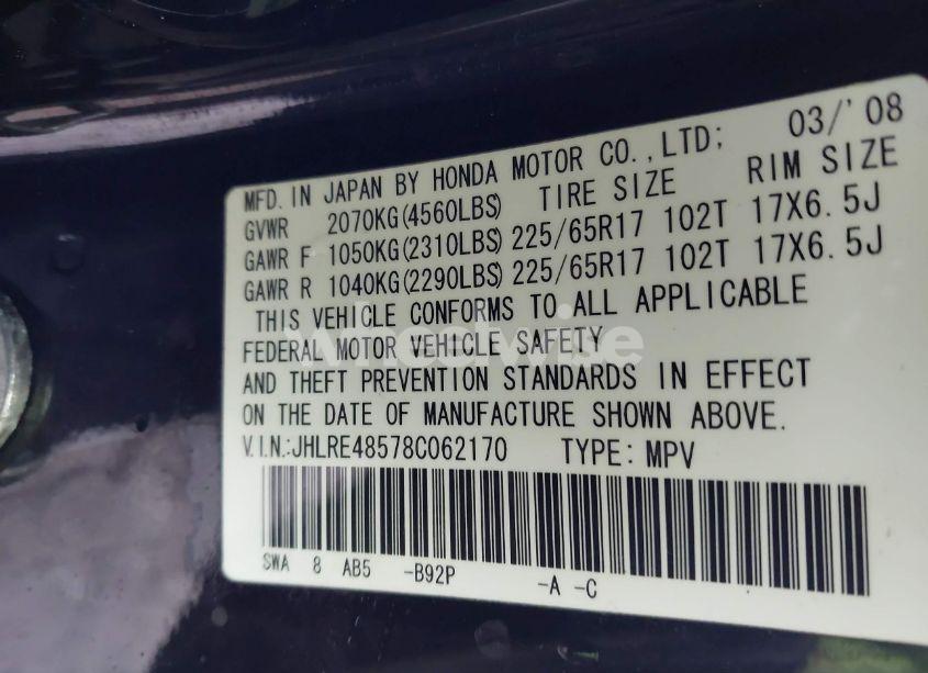 Photo 9 of 2008 Honda Cr-v EX (VIN JHLRE48578C062170)