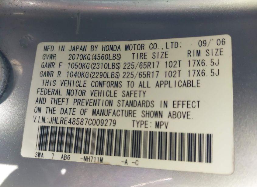 Photo 9 of 2007 Honda Cr-v EX (VIN JHLRE48587C009279)