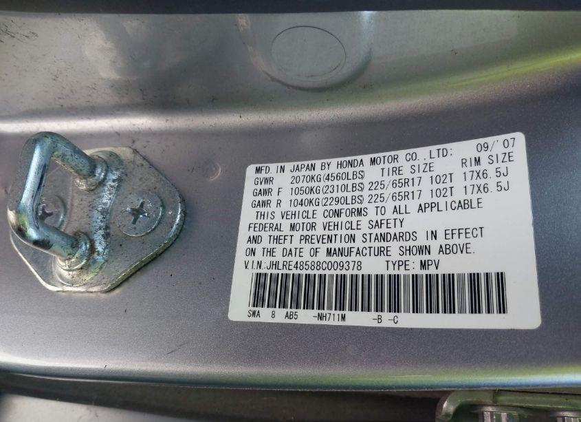 Photo 9 of 2008 Honda Cr-v EX (VIN JHLRE48588C009378)