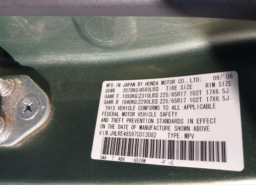 Photo 9 of 2007 Honda Cr-v EX (VIN JHLRE48597C013082)