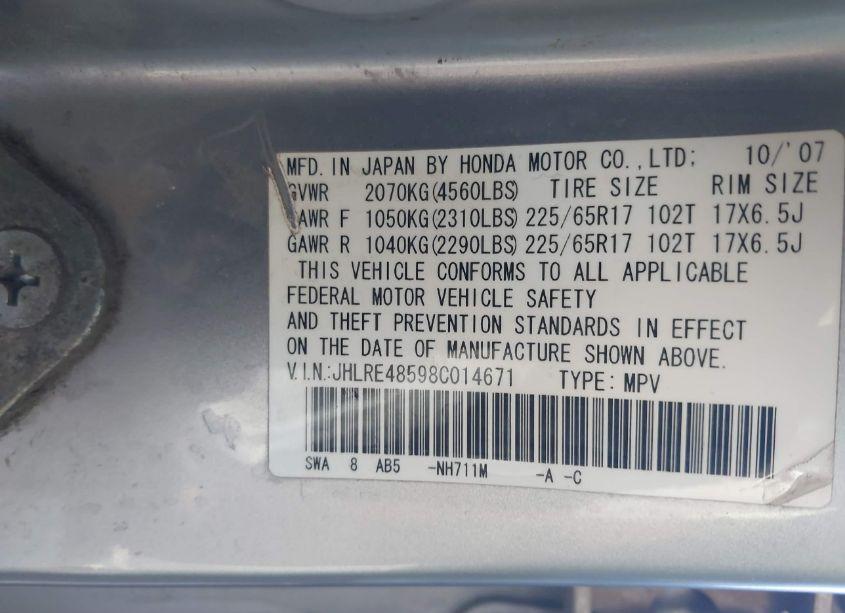 Photo 9 of 2008 Honda Cr-v EX (VIN JHLRE48598C014671)