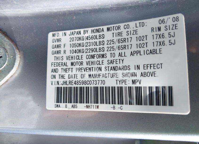Photo 9 of 2008 Honda Cr-v EX (VIN JHLRE48598C073770)