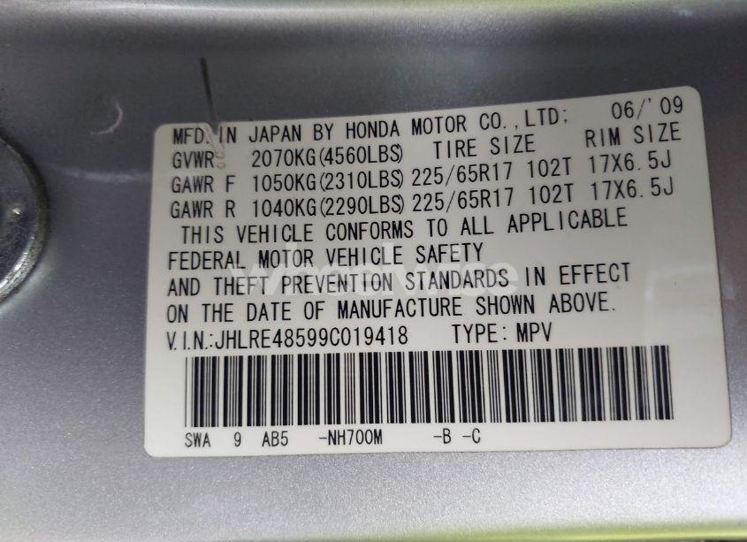 Photo 9 of 2009 Honda Cr-v EX (VIN JHLRE48599C019418)