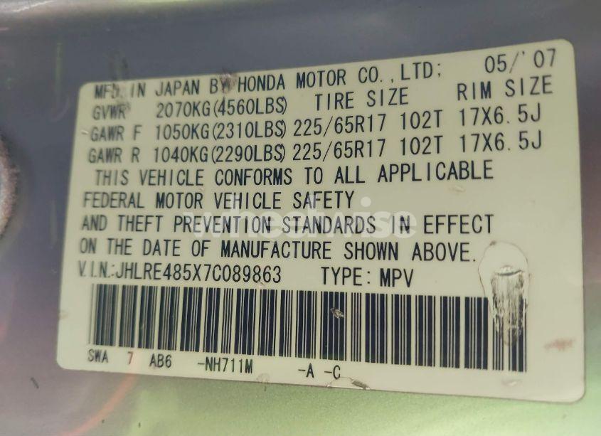Photo 9 of 2007 Honda Cr-v EX (VIN JHLRE485X7C089863)