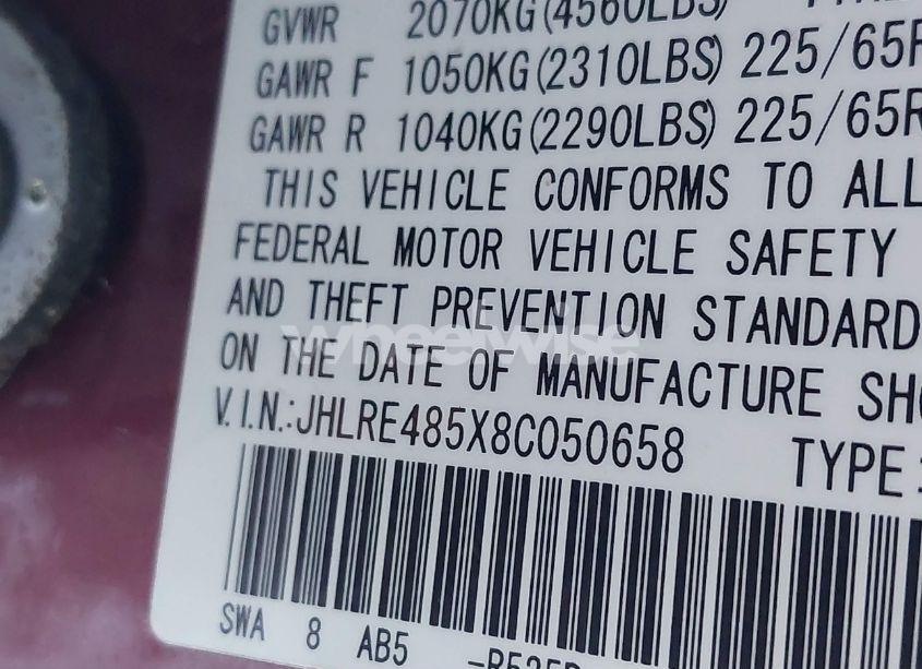 Photo 9 of 2008 Honda Cr-v EX (VIN JHLRE485X8C050658)