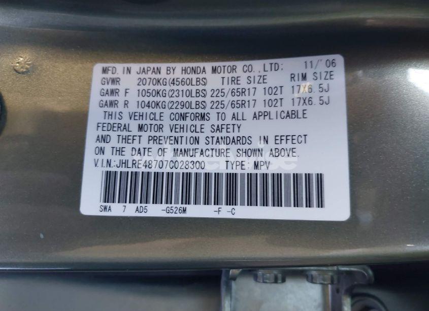 Photo 9 of 2007 Honda Cr-v EX-L (VIN JHLRE48707C028300)