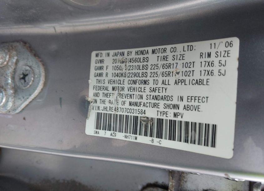 Photo 9 of 2007 Honda Cr-v EX-L (VIN JHLRE48707C031584)