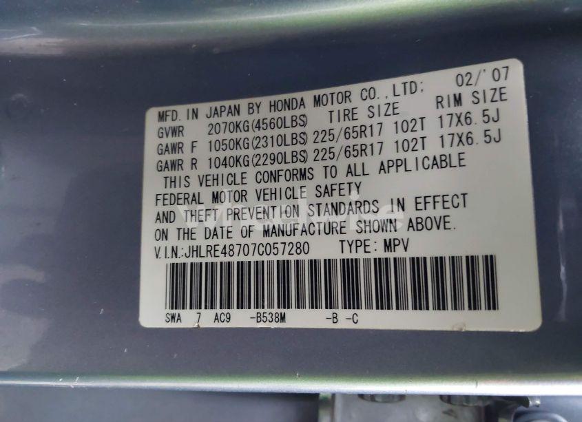 Photo 9 of 2007 Honda Cr-v EX-L (VIN JHLRE48707C057280)