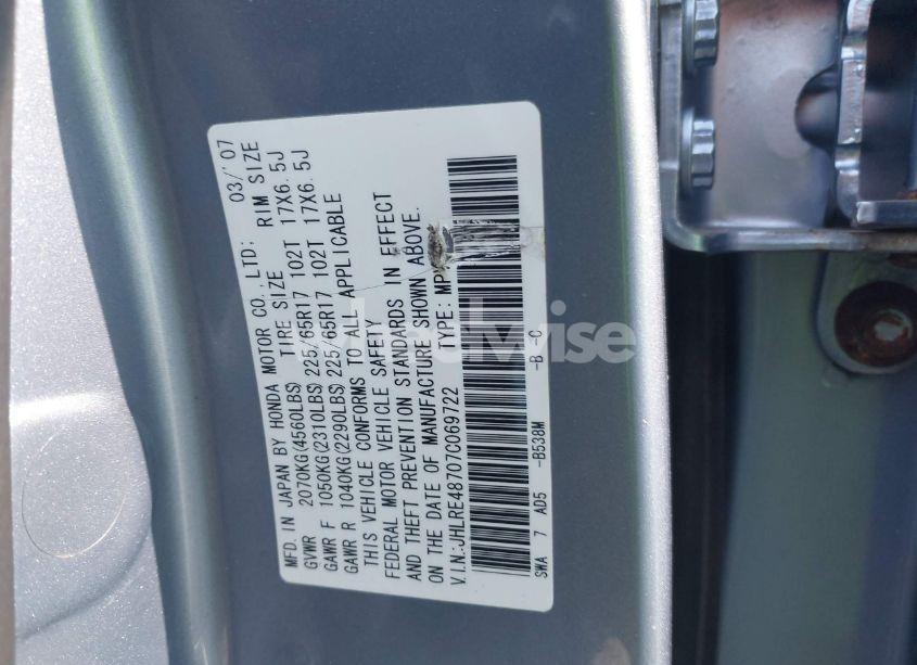 Photo 9 of 2007 Honda Cr-v EX-L (VIN JHLRE48707C069722)