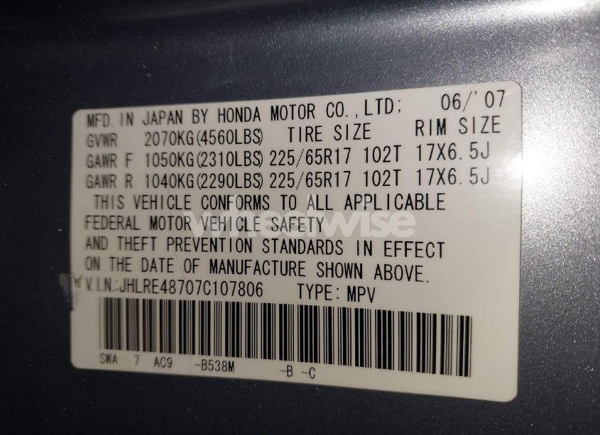Photo 9 of 2007 Honda Cr-v EX-L (VIN JHLRE48707C107806)